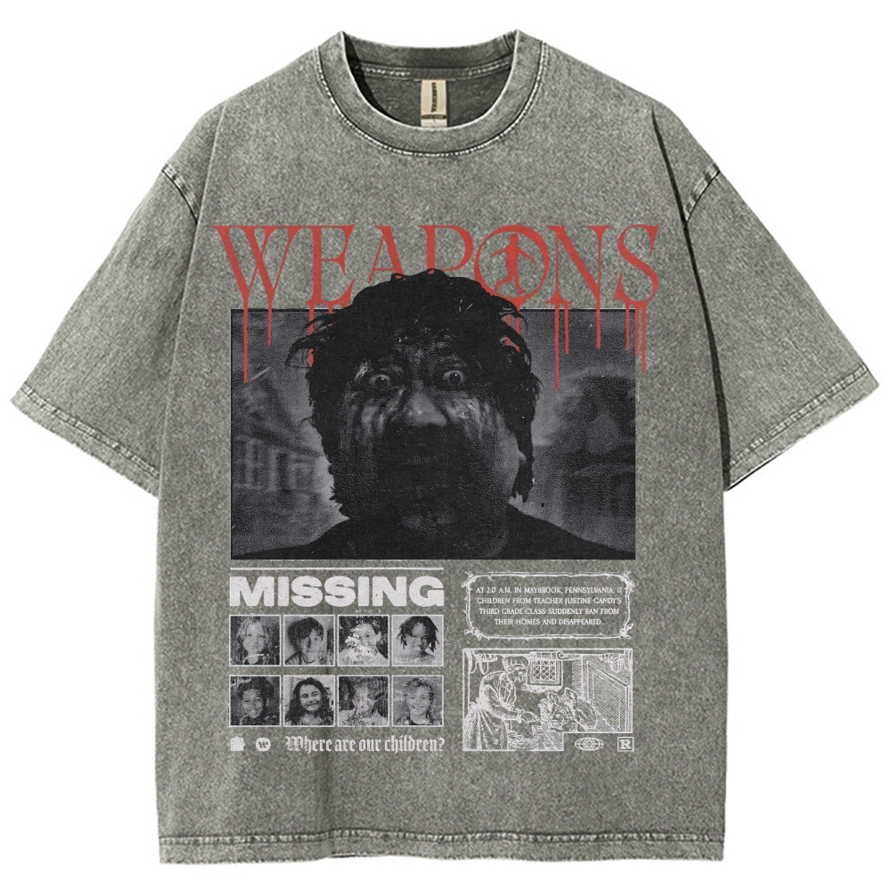 Supernatural Thriller Missing Persons Graphic Retro Washed T-Shirt