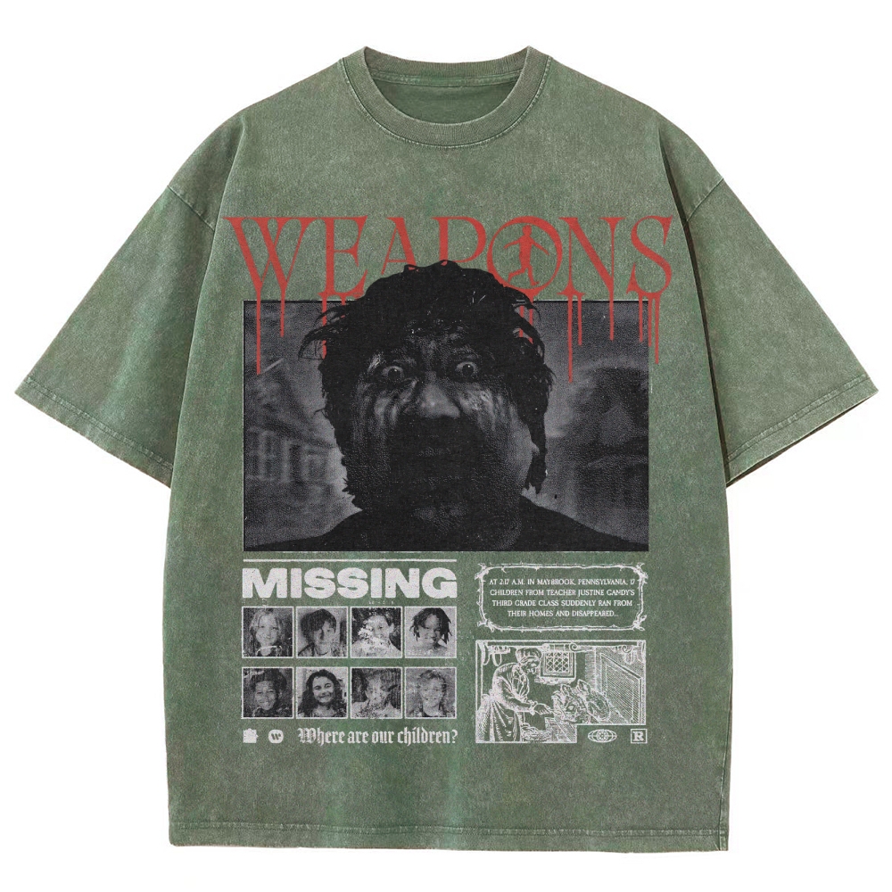 Supernatural Thriller Missing Persons Graphic Retro Washed T-Shirt