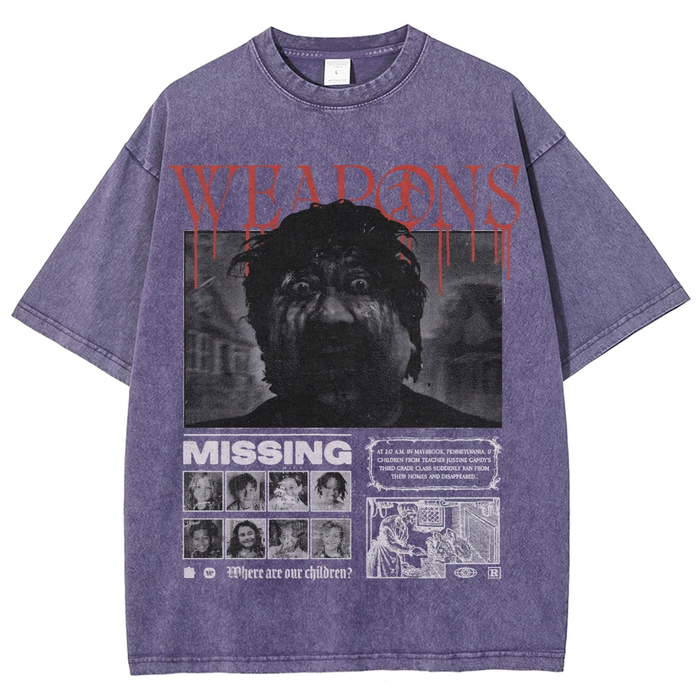 Supernatural Thriller Missing Persons Graphic Retro Washed T-Shirt