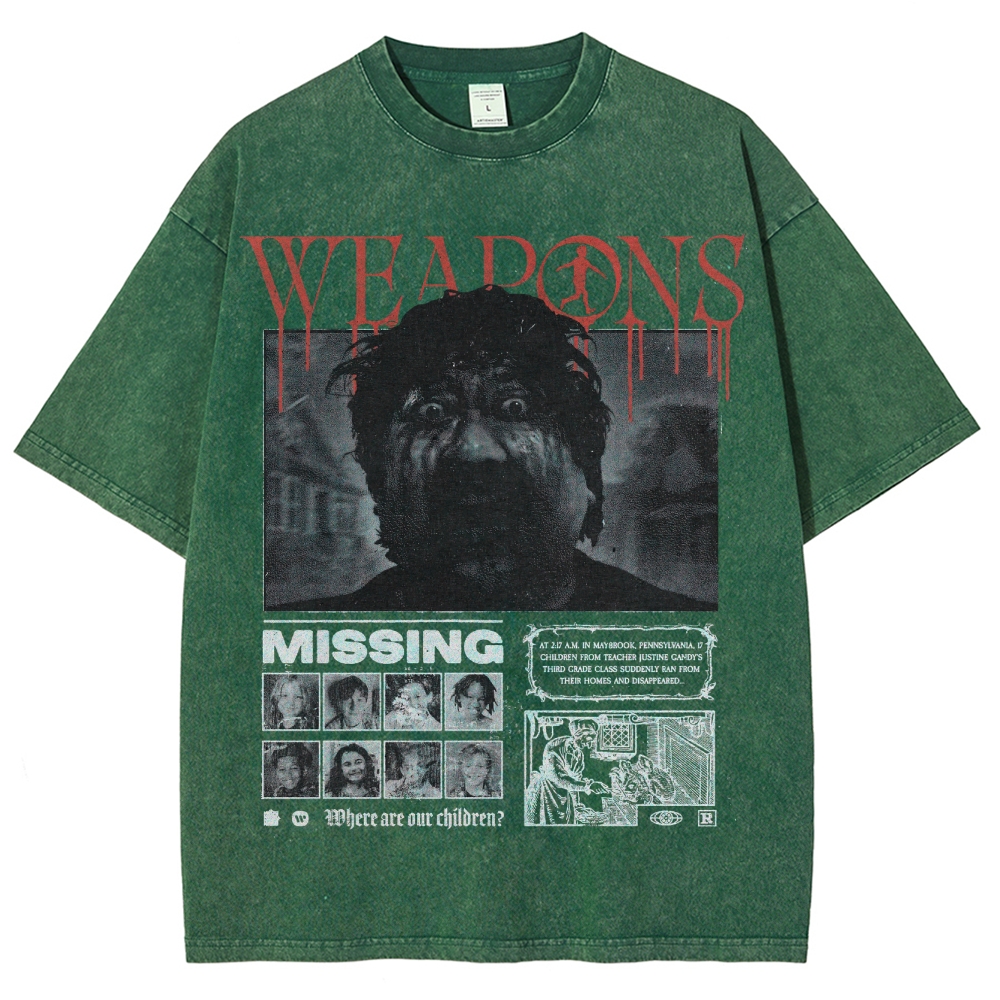 Supernatural Thriller Missing Persons Graphic Retro Washed T-Shirt