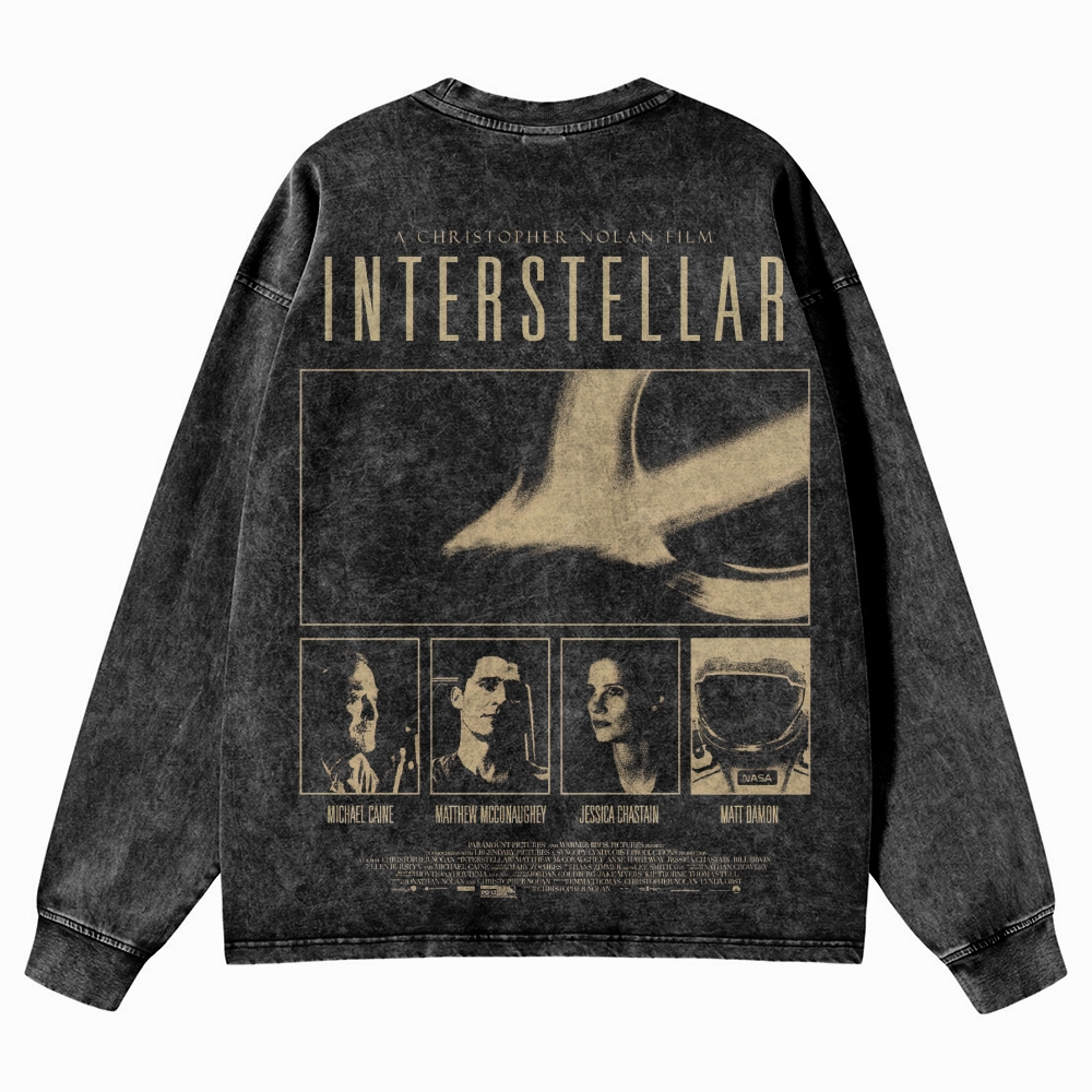 Cosmic Sci-Fi Epic Graphic Retro Washed Long-Sleeved T-Shirt