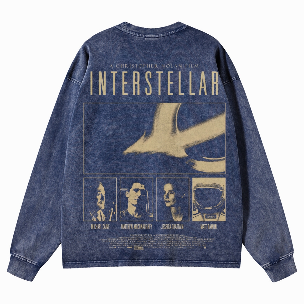 Cosmic Sci-Fi Epic Graphic Retro Washed Long-Sleeved T-Shirt