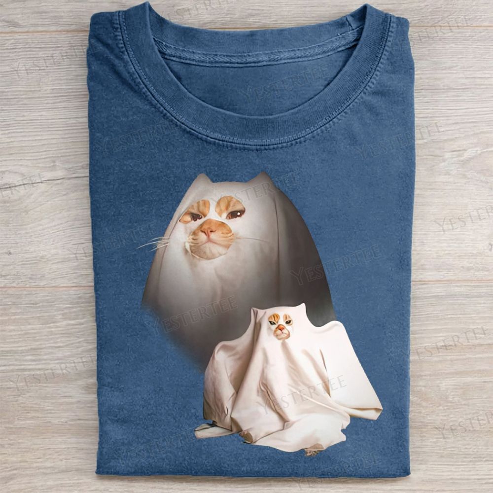  Vintage Cat Ghost Washed Tee