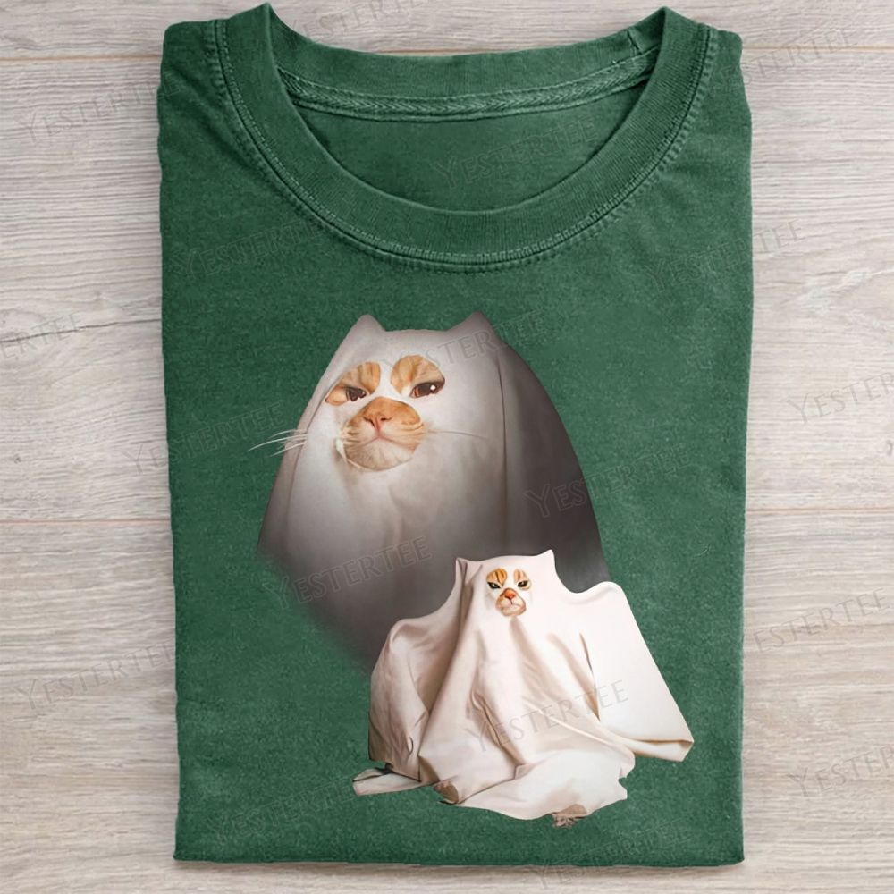  Vintage Cat Ghost Washed Tee