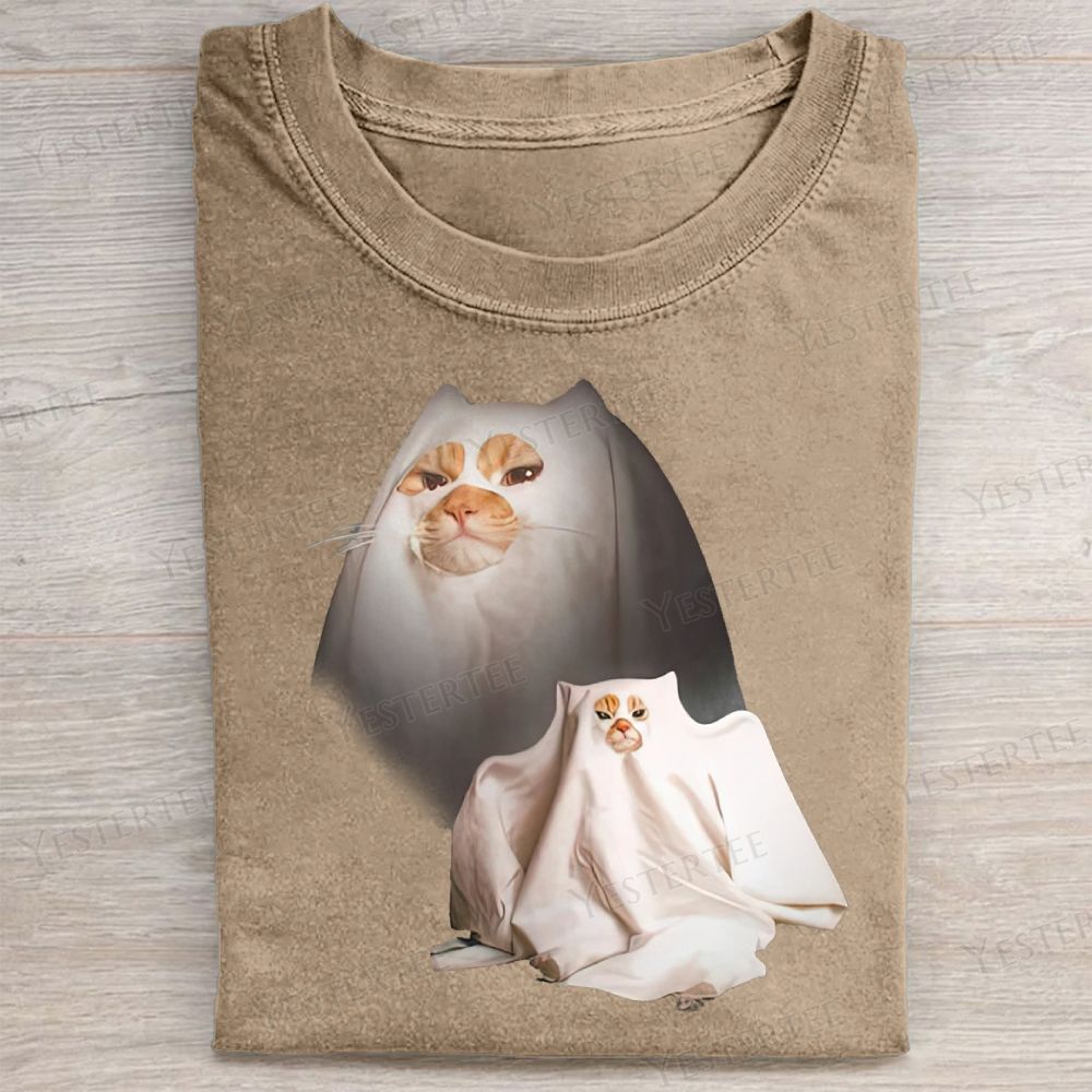  Vintage Cat Ghost Washed Tee