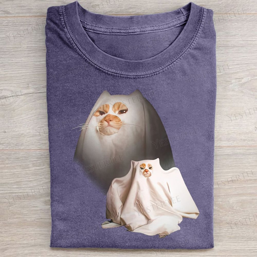  Vintage Cat Ghost Washed Tee