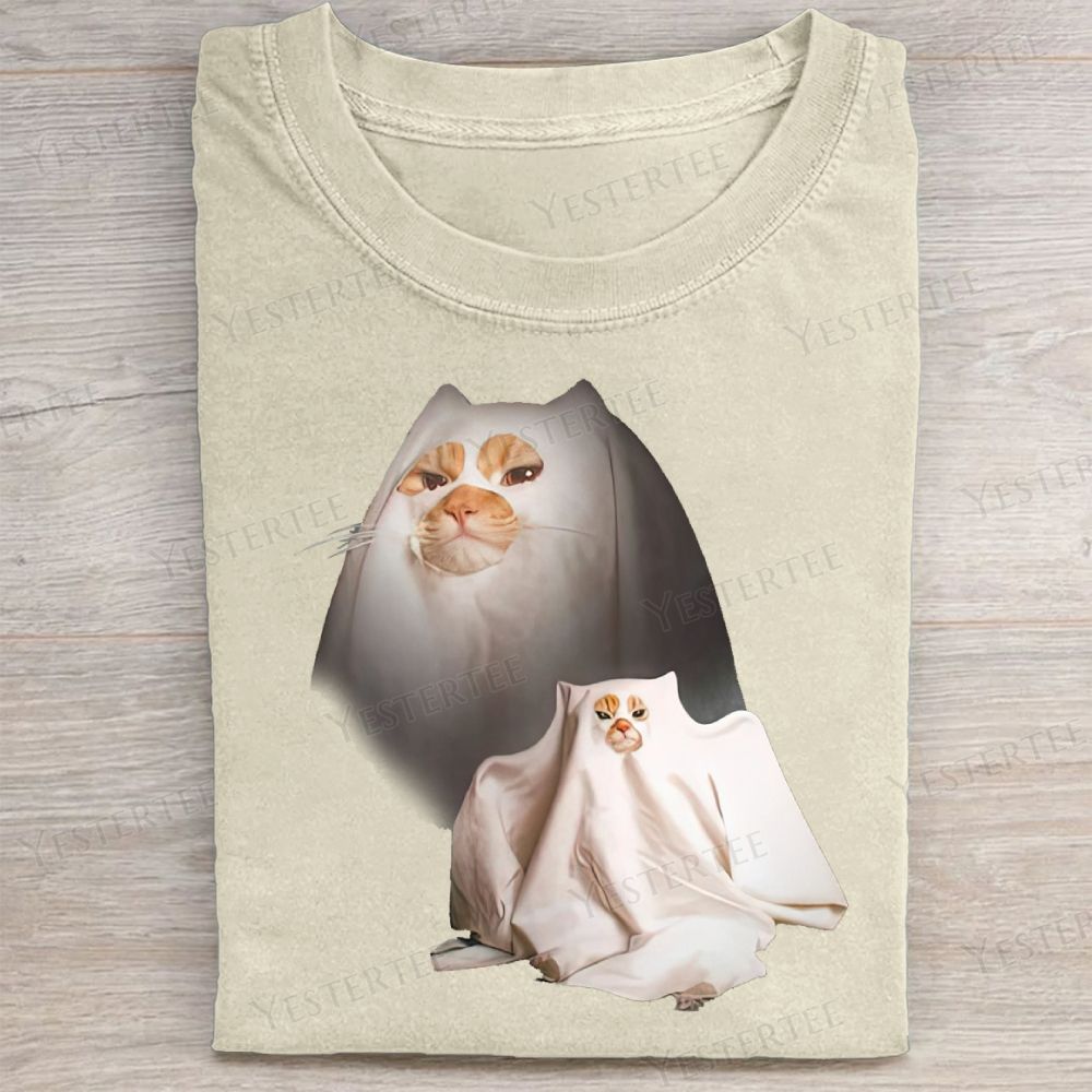  Vintage Cat Ghost Washed Tee