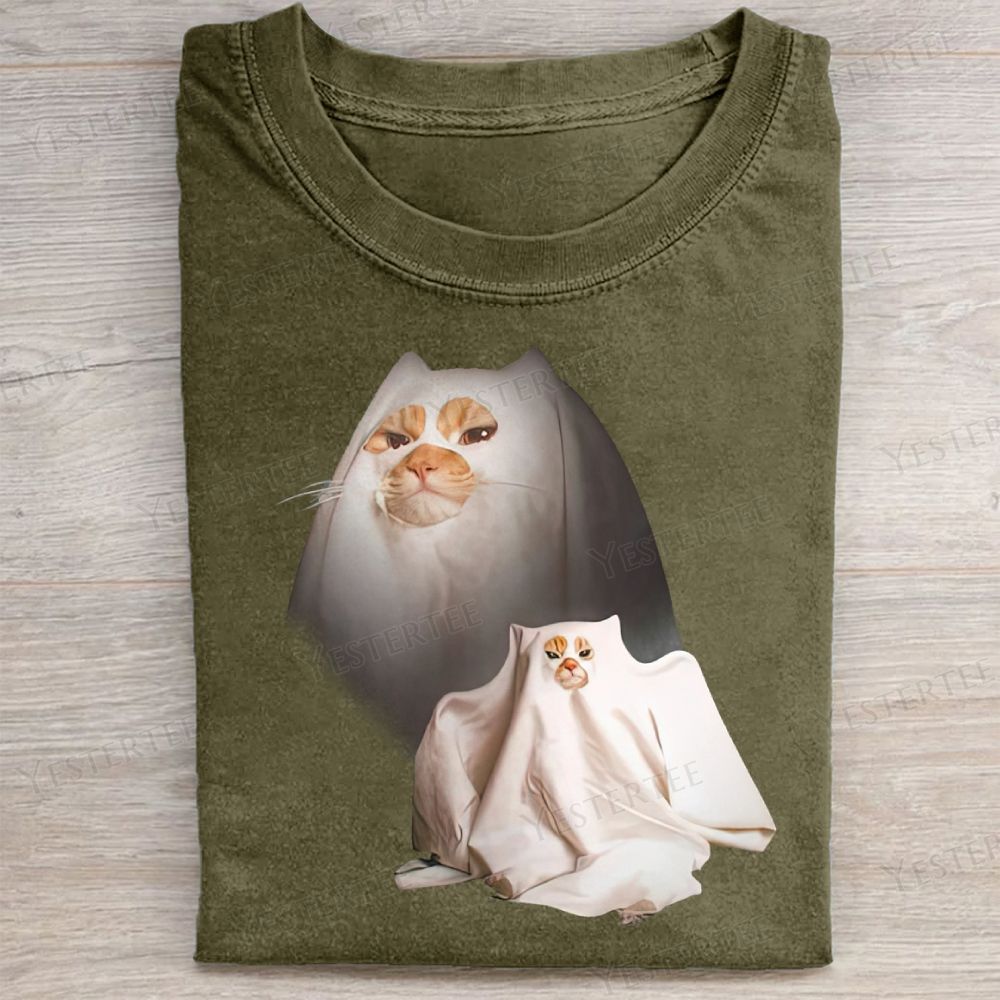  Vintage Cat Ghost Washed Tee