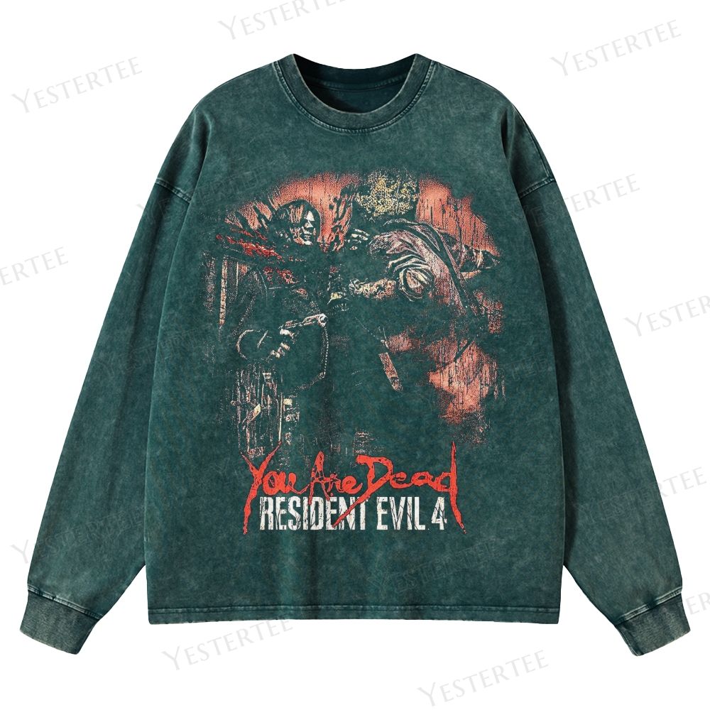 Survival Horror Tribute Washed Long-Sleeved T-Shirt 