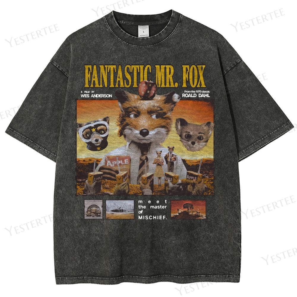 Whimsical Fox Crew Washed T-Shirt 