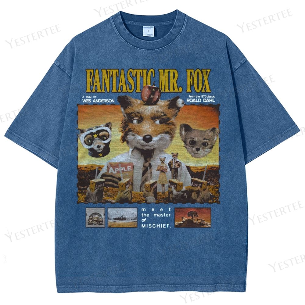 Whimsical Fox Crew Washed T-Shirt 