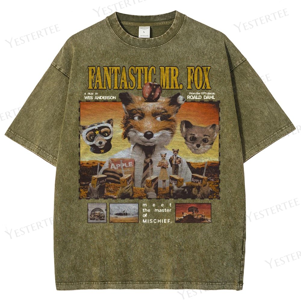 Whimsical Fox Crew Washed T-Shirt 