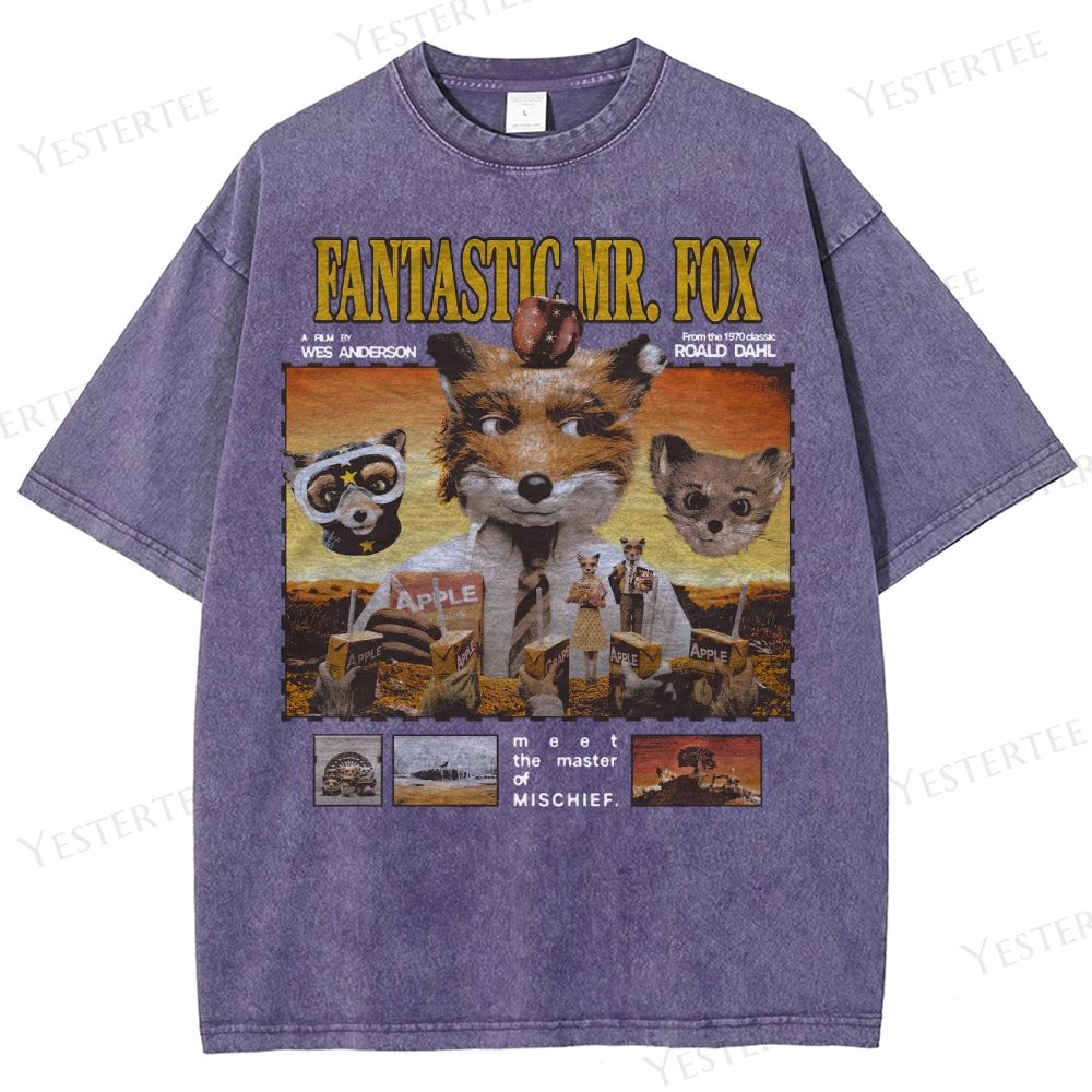 Whimsical Fox Crew Washed T-Shirt 