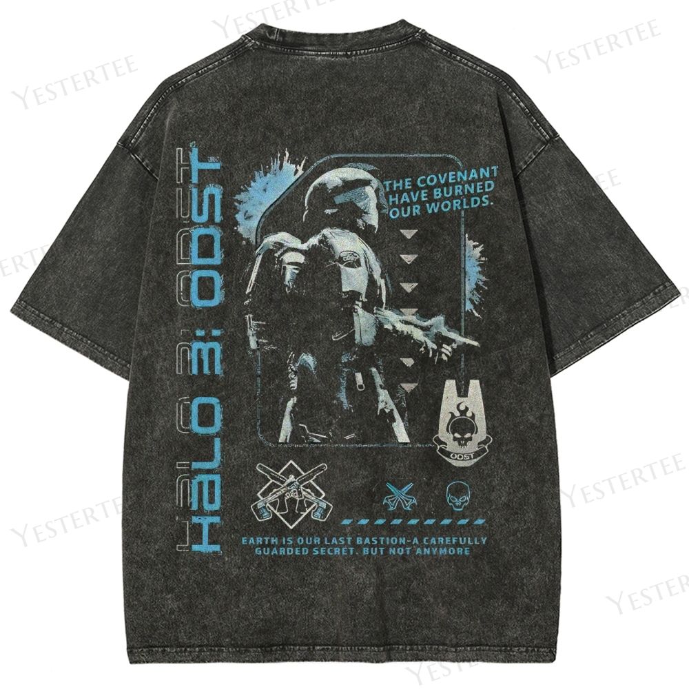 Tactical Warrior & Blue Energy Blast Washed T-Shirt