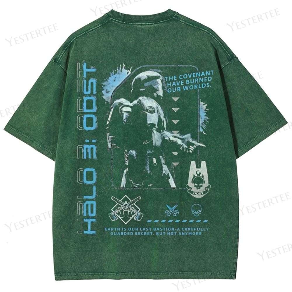 Tactical Warrior & Blue Energy Blast Washed T-Shirt