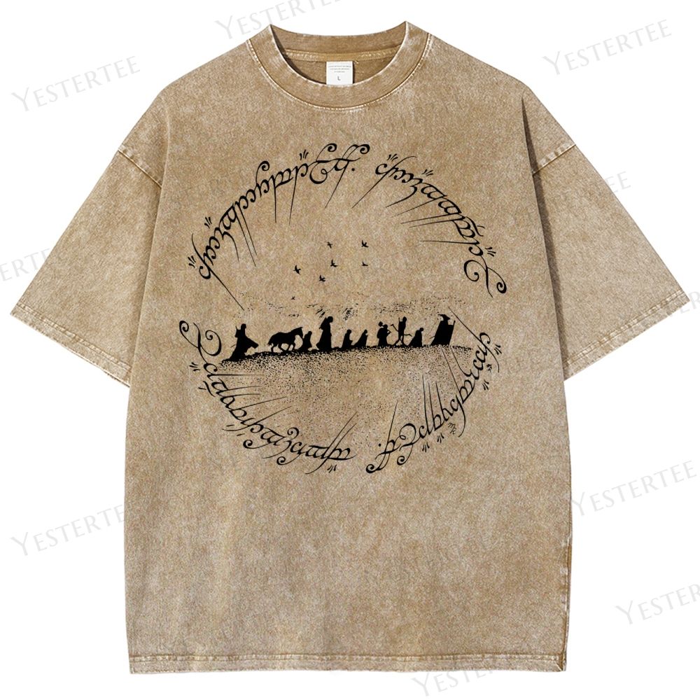 Fellowship Silhouette & Elvish Ring Washed T-Shirt 