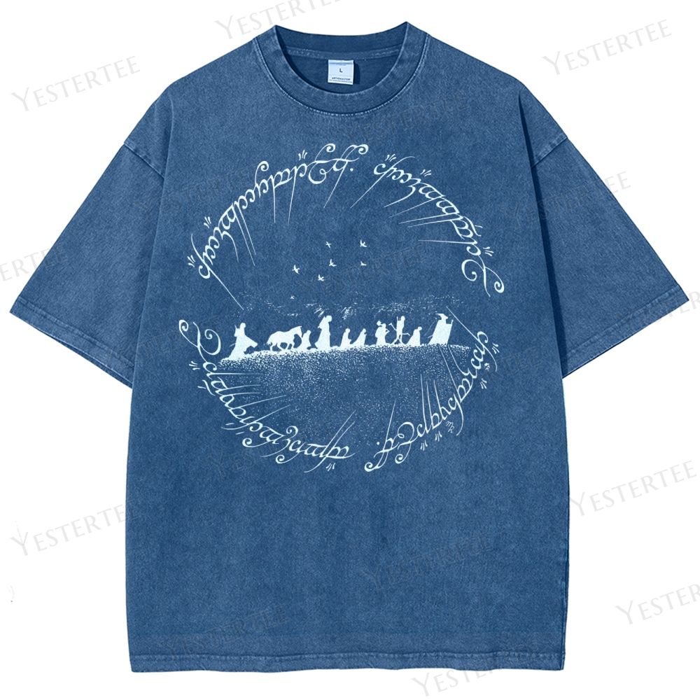 Fellowship Silhouette & Elvish Ring Washed T-Shirt 