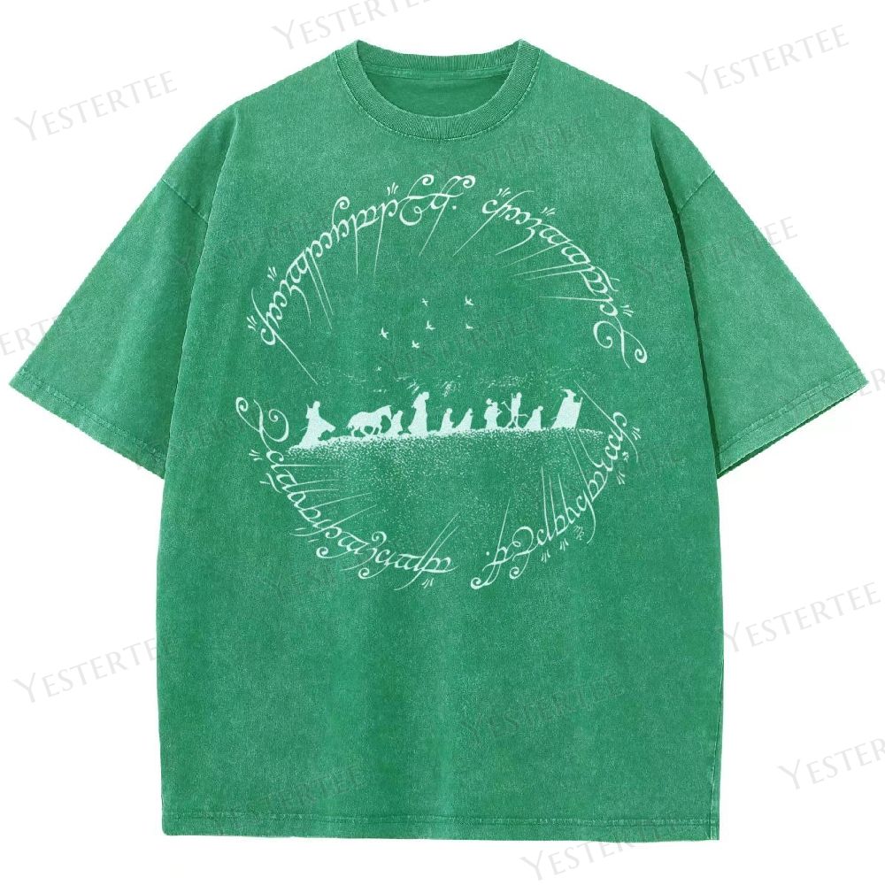 Fellowship Silhouette & Elvish Ring Washed T-Shirt 