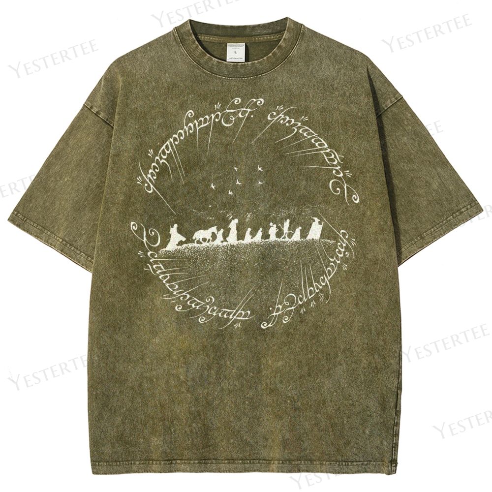 Fellowship Silhouette & Elvish Ring Washed T-Shirt 