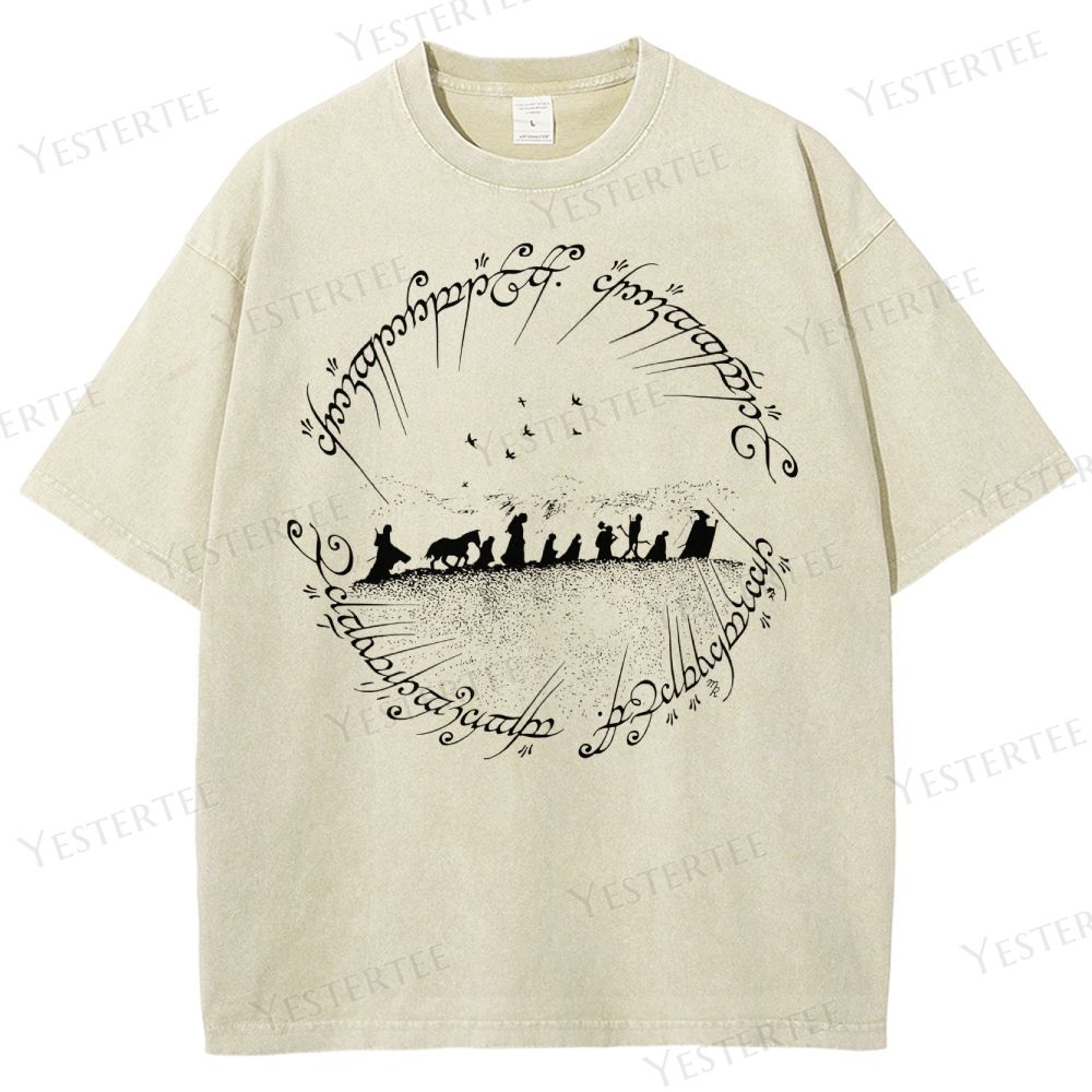 Fellowship Silhouette & Elvish Ring Washed T-Shirt 