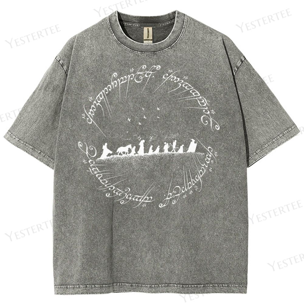 Fellowship Silhouette & Elvish Ring Washed T-Shirt 