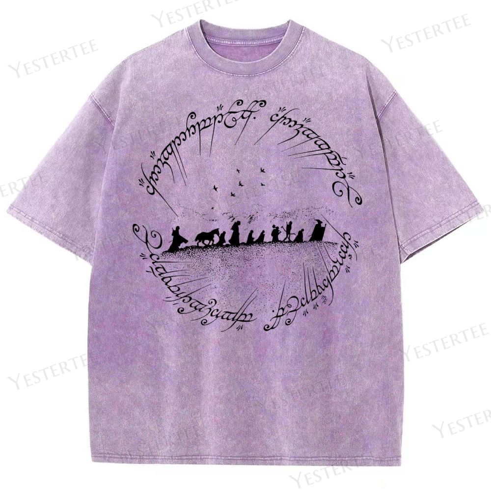 Fellowship Silhouette & Elvish Ring Washed T-Shirt 