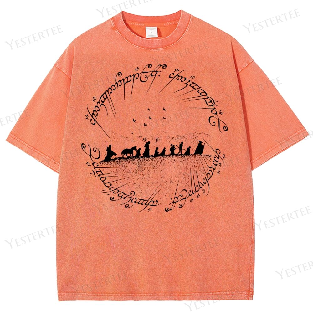 Fellowship Silhouette & Elvish Ring Washed T-Shirt 