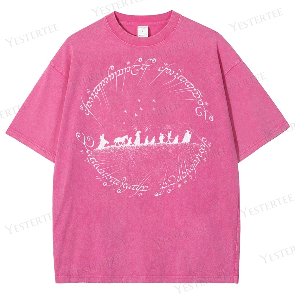 Fellowship Silhouette & Elvish Ring Washed T-Shirt 