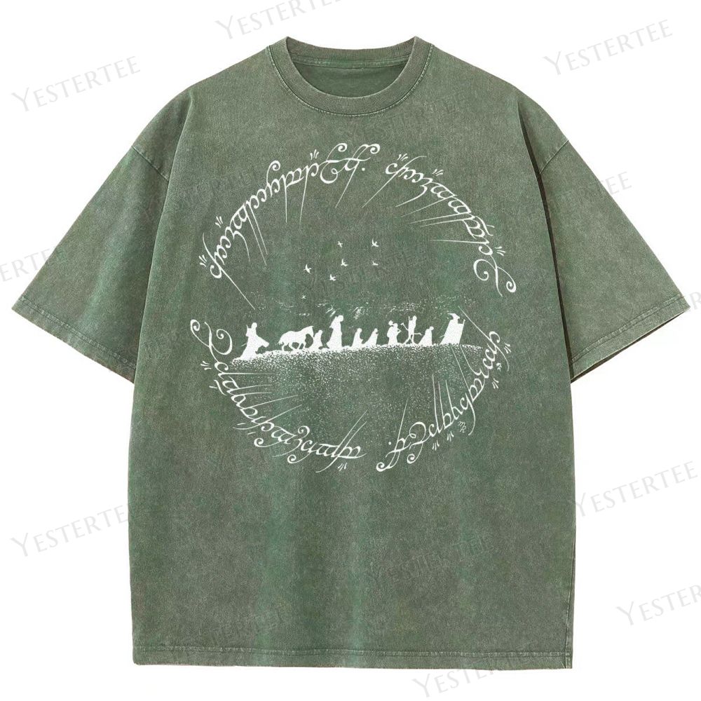 Fellowship Silhouette & Elvish Ring Washed T-Shirt 
