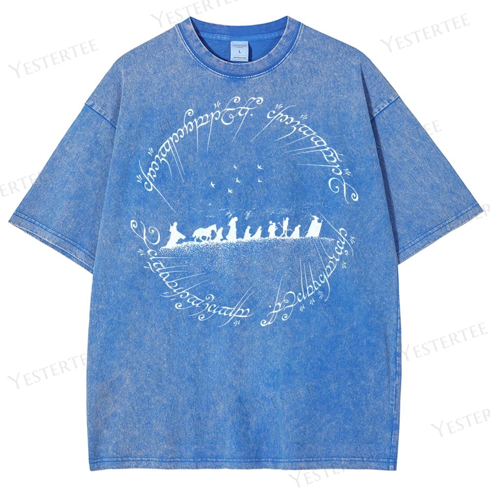 Fellowship Silhouette & Elvish Ring Washed T-Shirt 