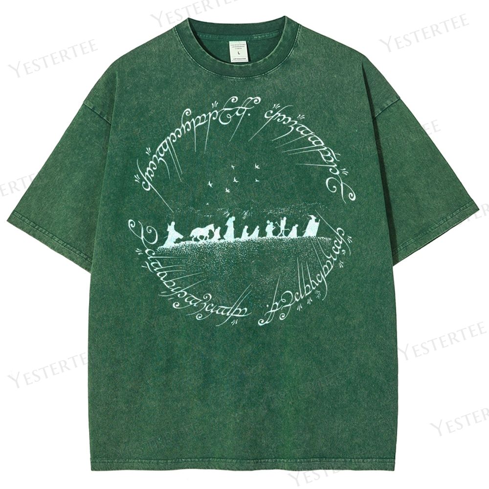 Fellowship Silhouette & Elvish Ring Washed T-Shirt 