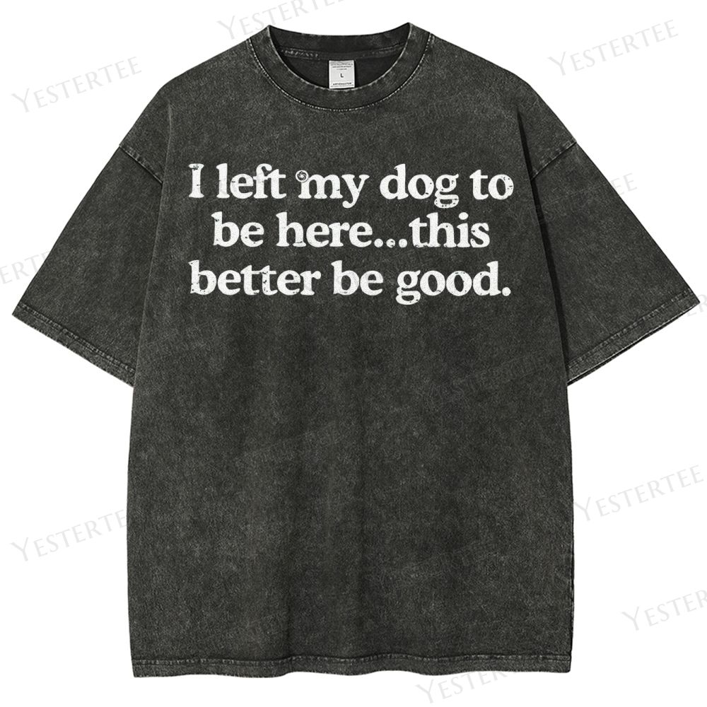I left my dog to be here…Washed T-Shirt