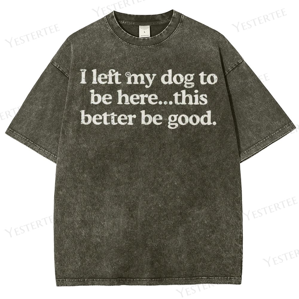 I left my dog to be here…Washed T-Shirt