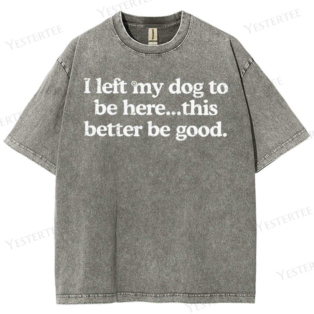 I left my dog to be here…Washed T-Shirt