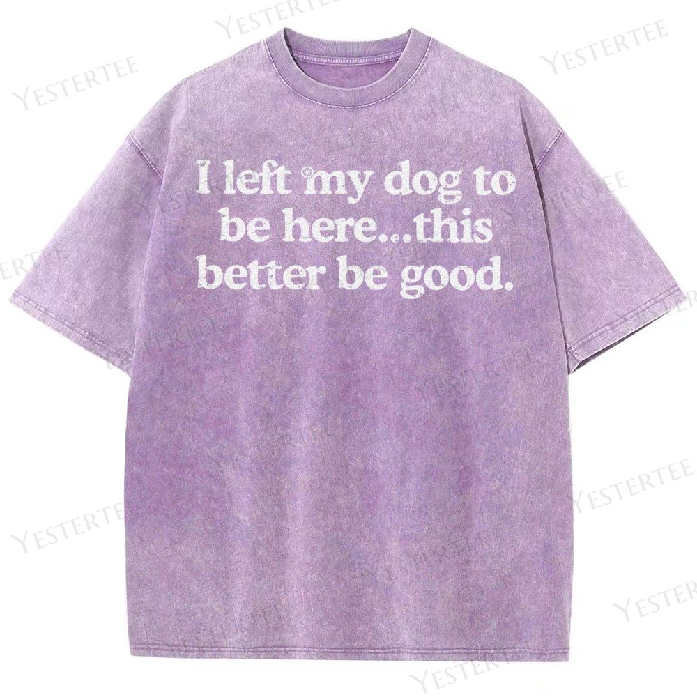 I left my dog to be here…Washed T-Shirt