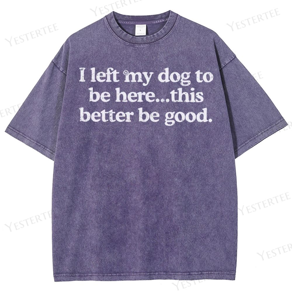 I left my dog to be here…Washed T-Shirt