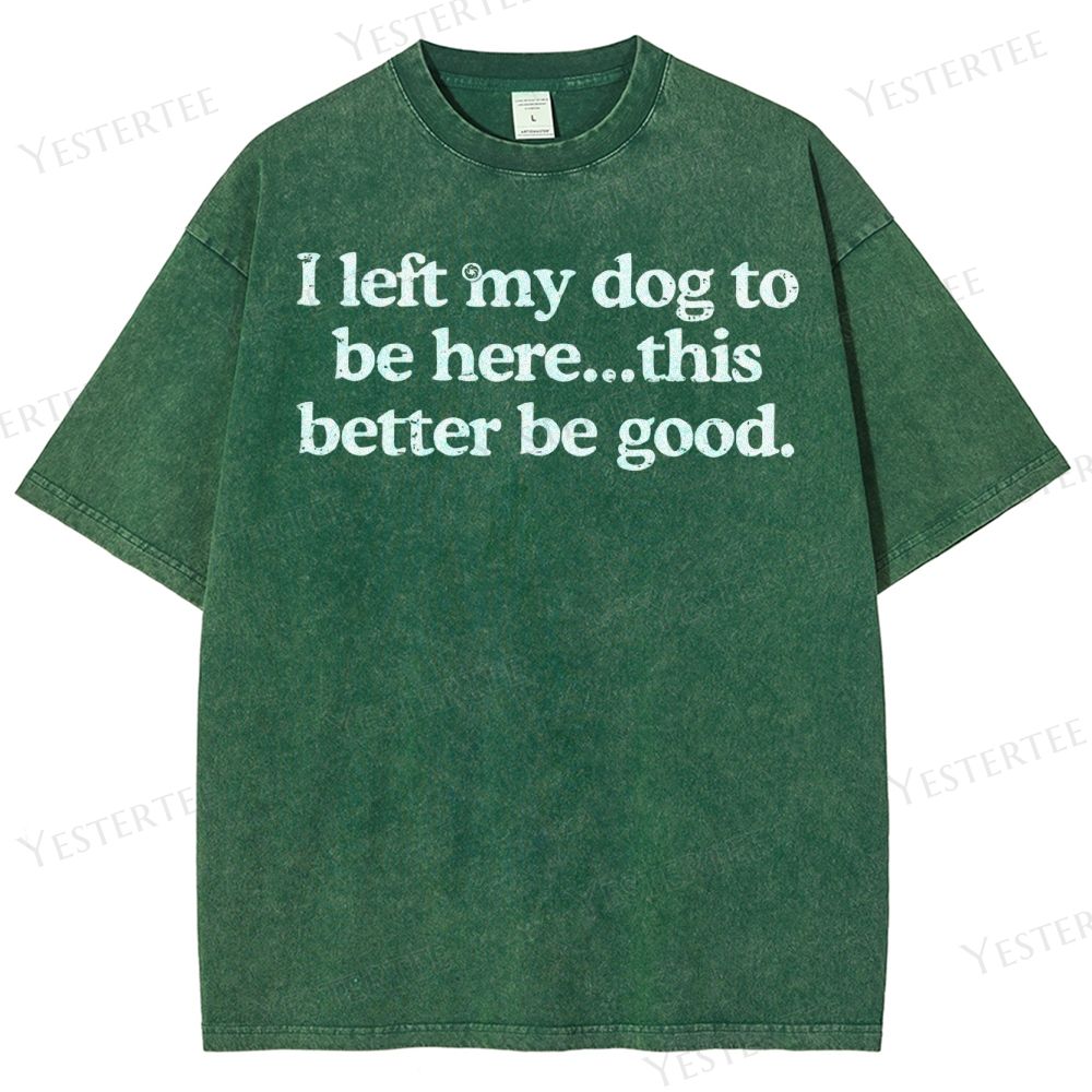 I left my dog to be here…Washed T-Shirt