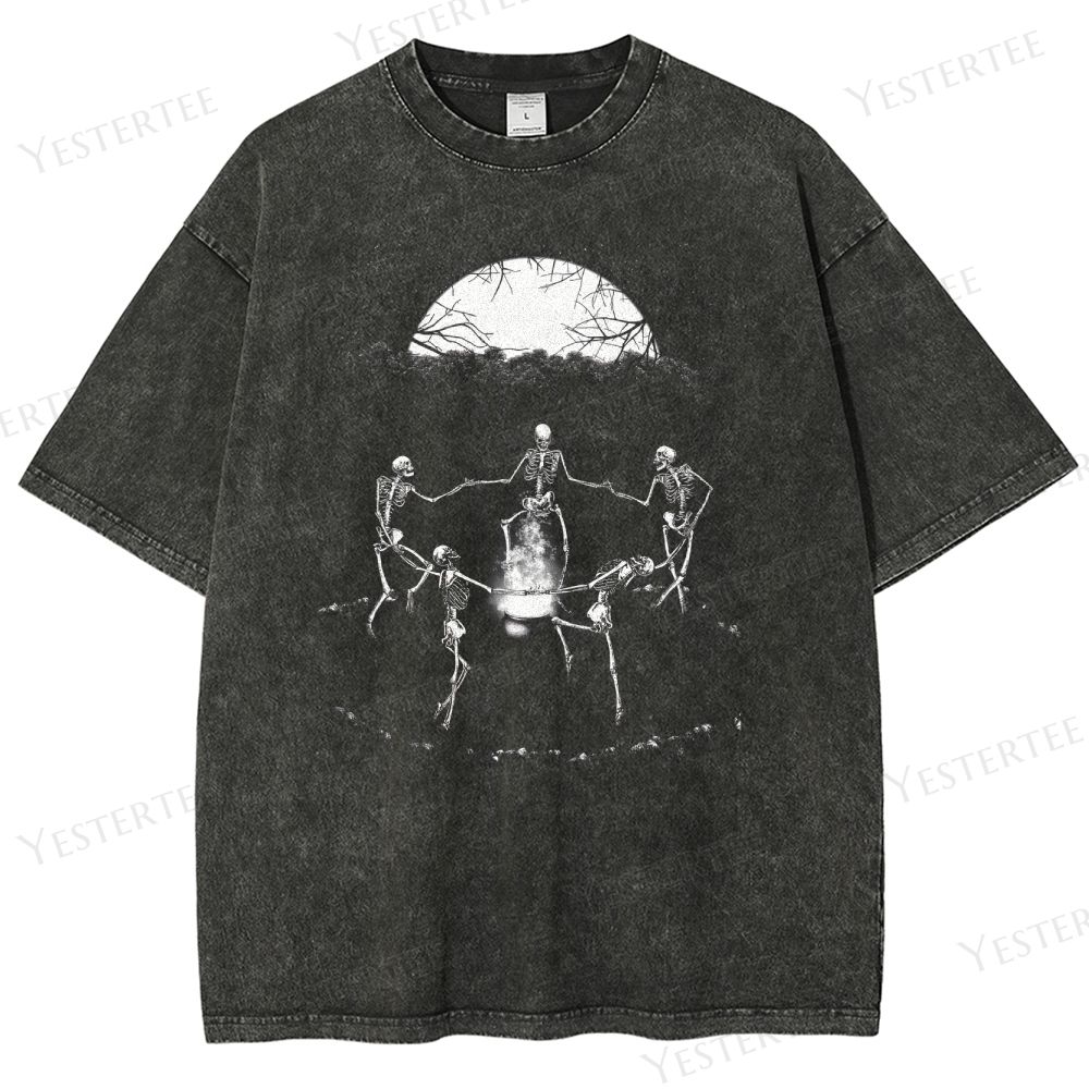 Gothic Skeleton Dance Washed T-Shirt 