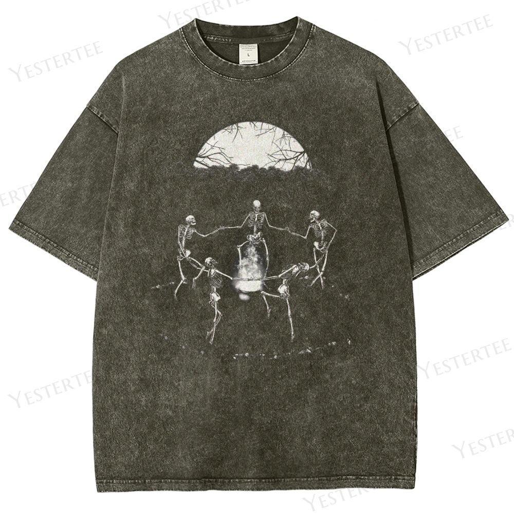 Gothic Skeleton Dance Washed T-Shirt 