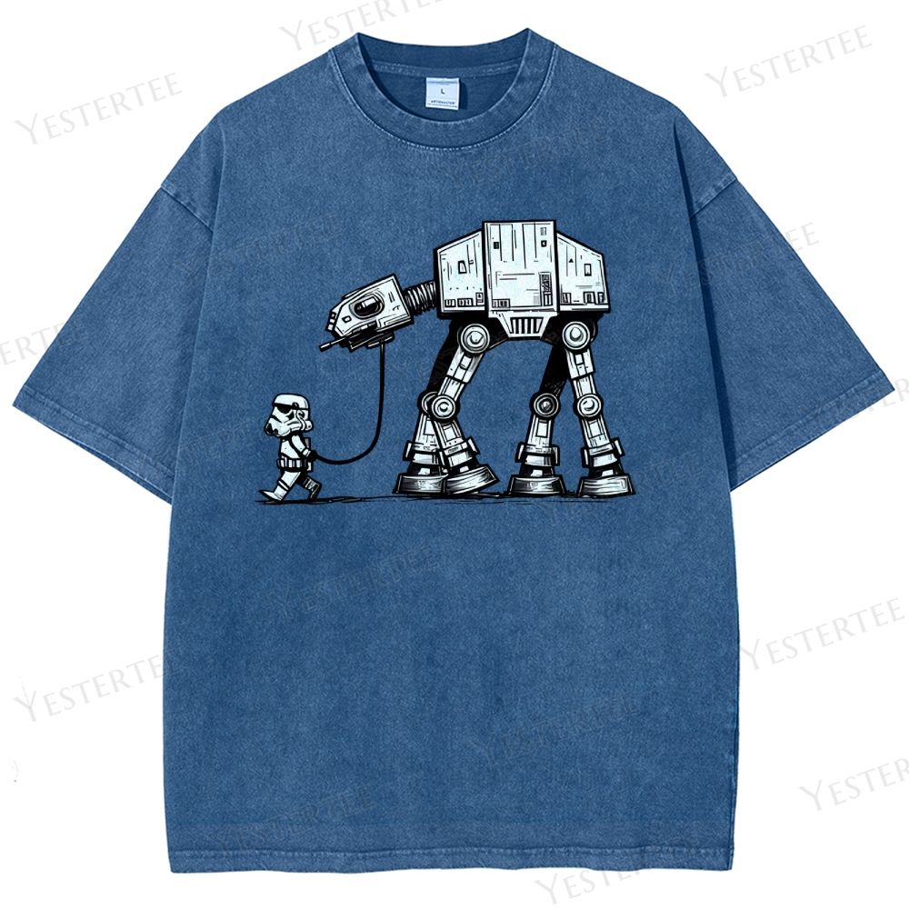 Futuristic Pet Droid Washed T-Shirt 