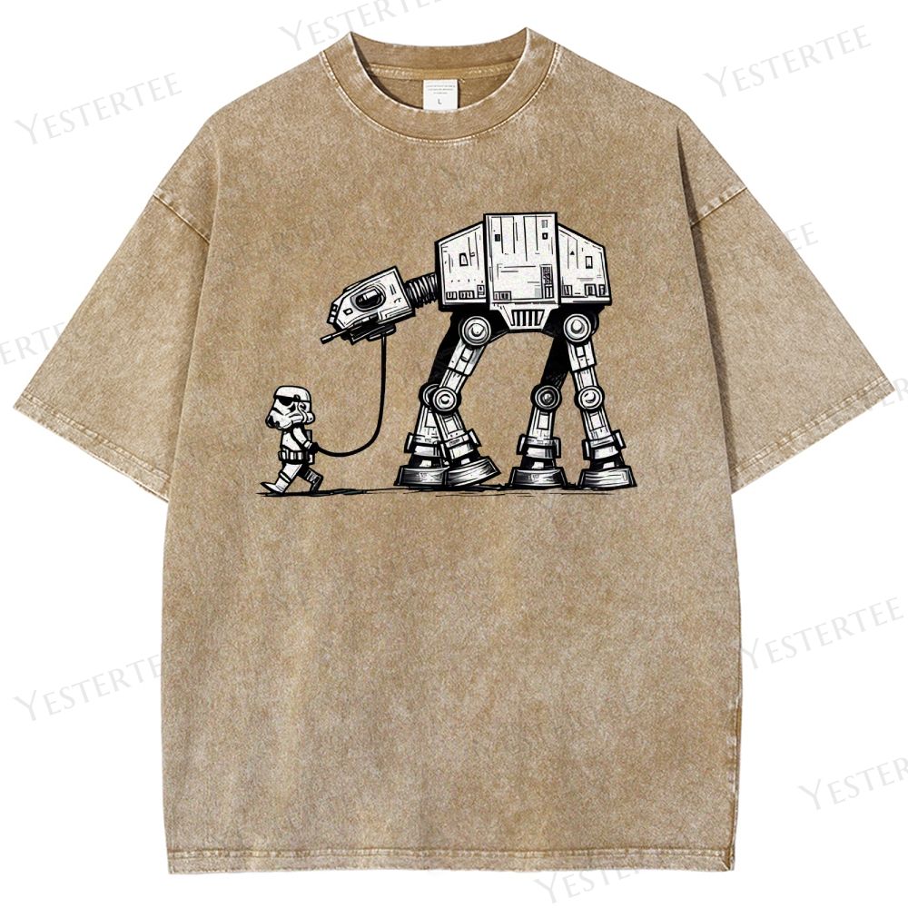 Futuristic Pet Droid Washed T-Shirt 