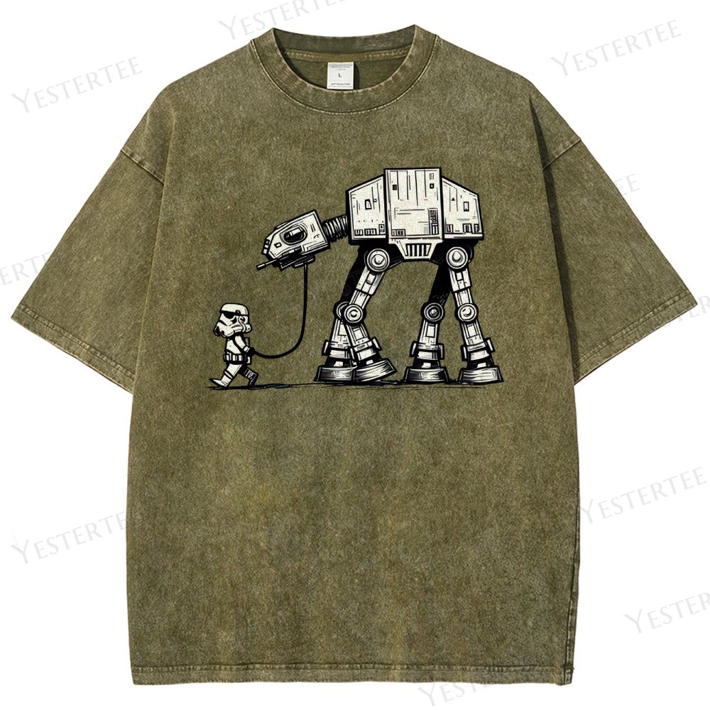 Futuristic Pet Droid Washed T-Shirt 