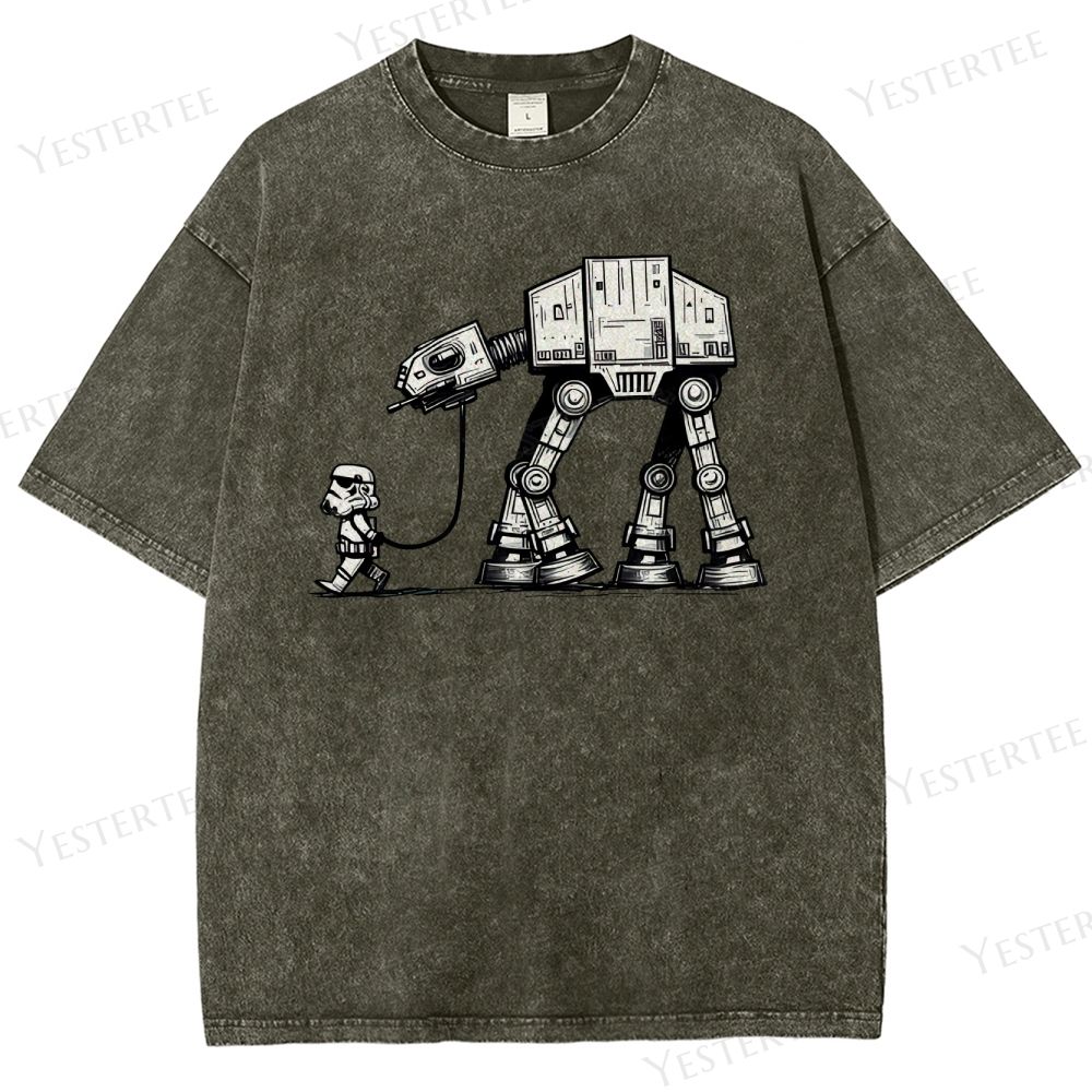 Futuristic Pet Droid Washed T-Shirt 