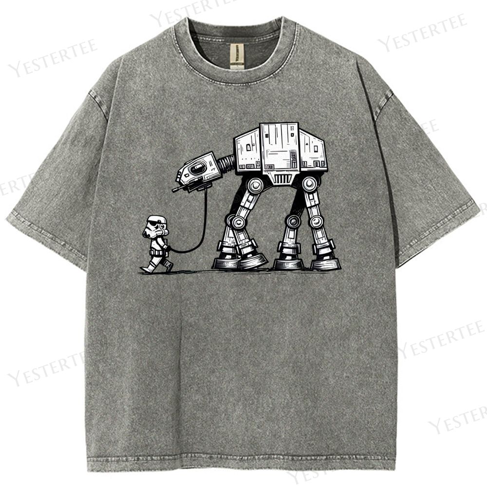 Futuristic Pet Droid Washed T-Shirt 