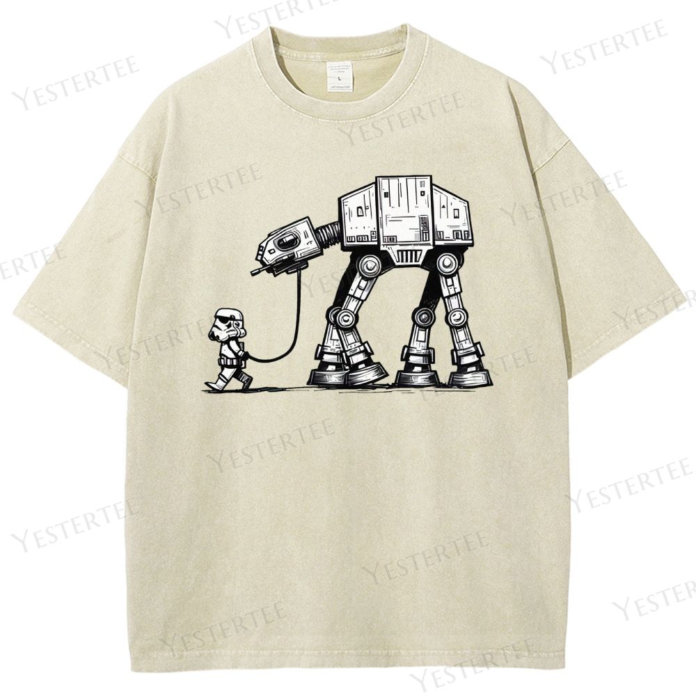 Futuristic Pet Droid Washed T-Shirt 