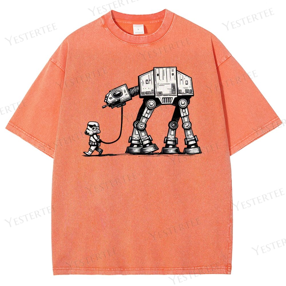 Futuristic Pet Droid Washed T-Shirt 