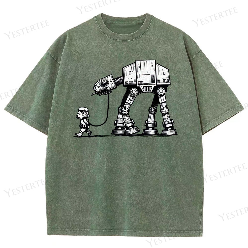 Futuristic Pet Droid Washed T-Shirt 
