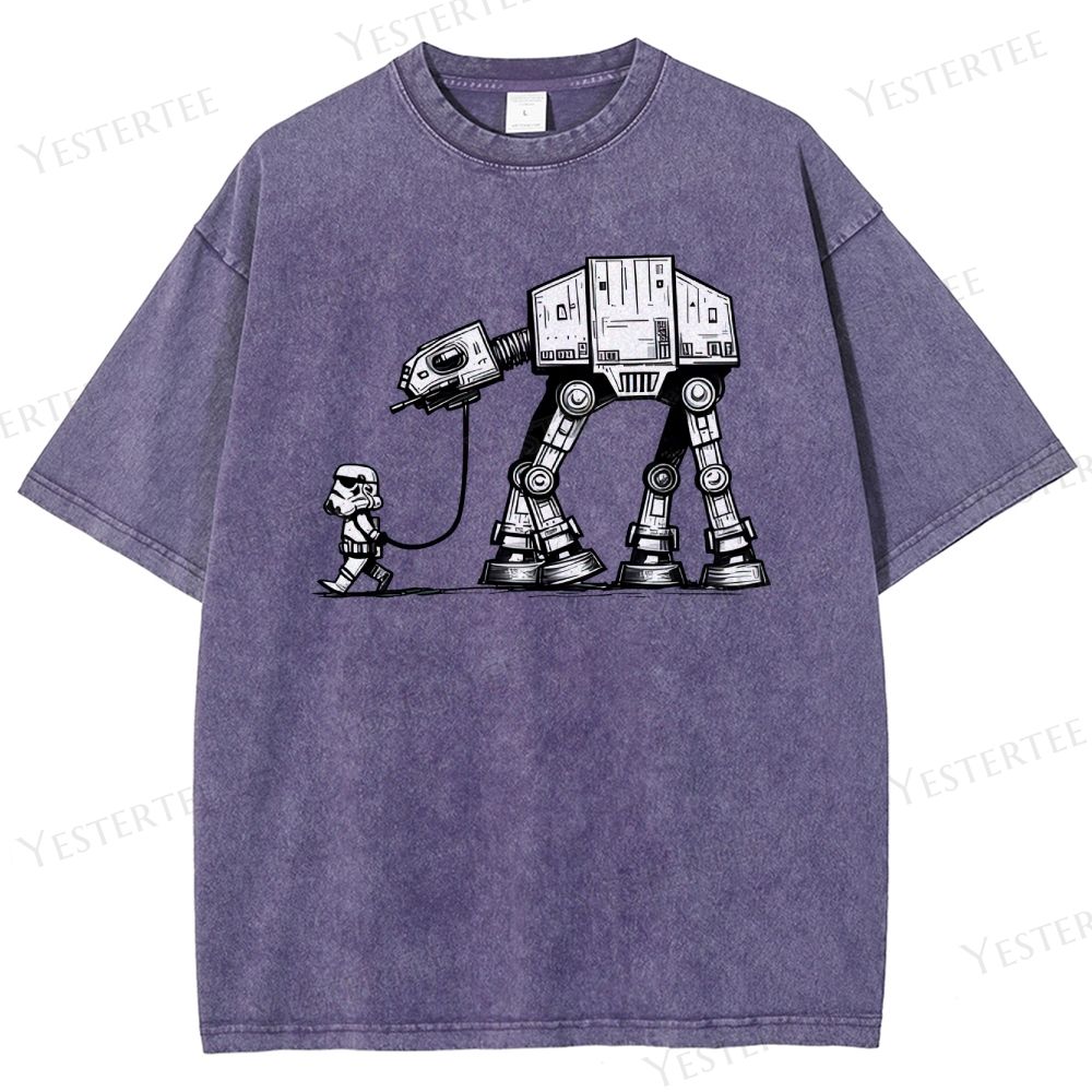 Futuristic Pet Droid Washed T-Shirt 