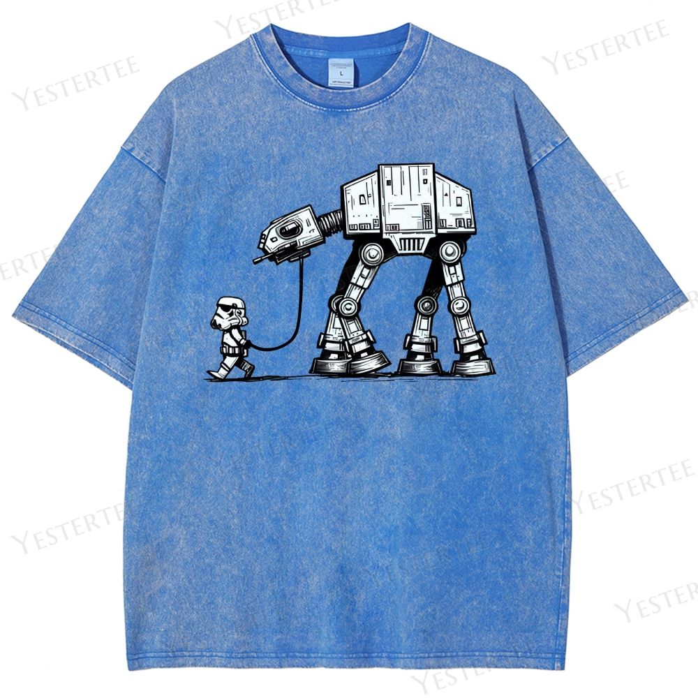Futuristic Pet Droid Washed T-Shirt 