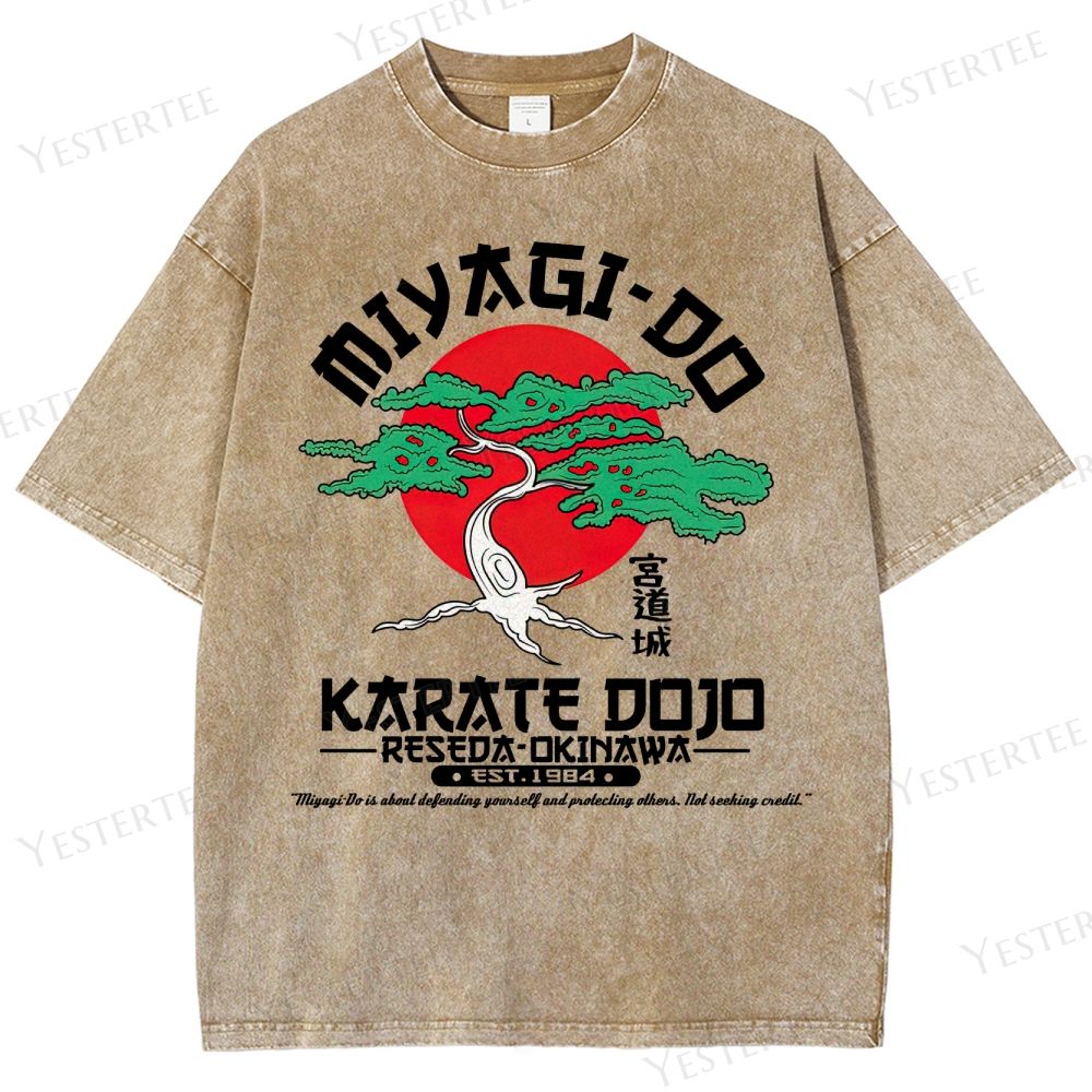 Retro Miyagi-Do Karate Dojo Graphic Washed T-Shirt